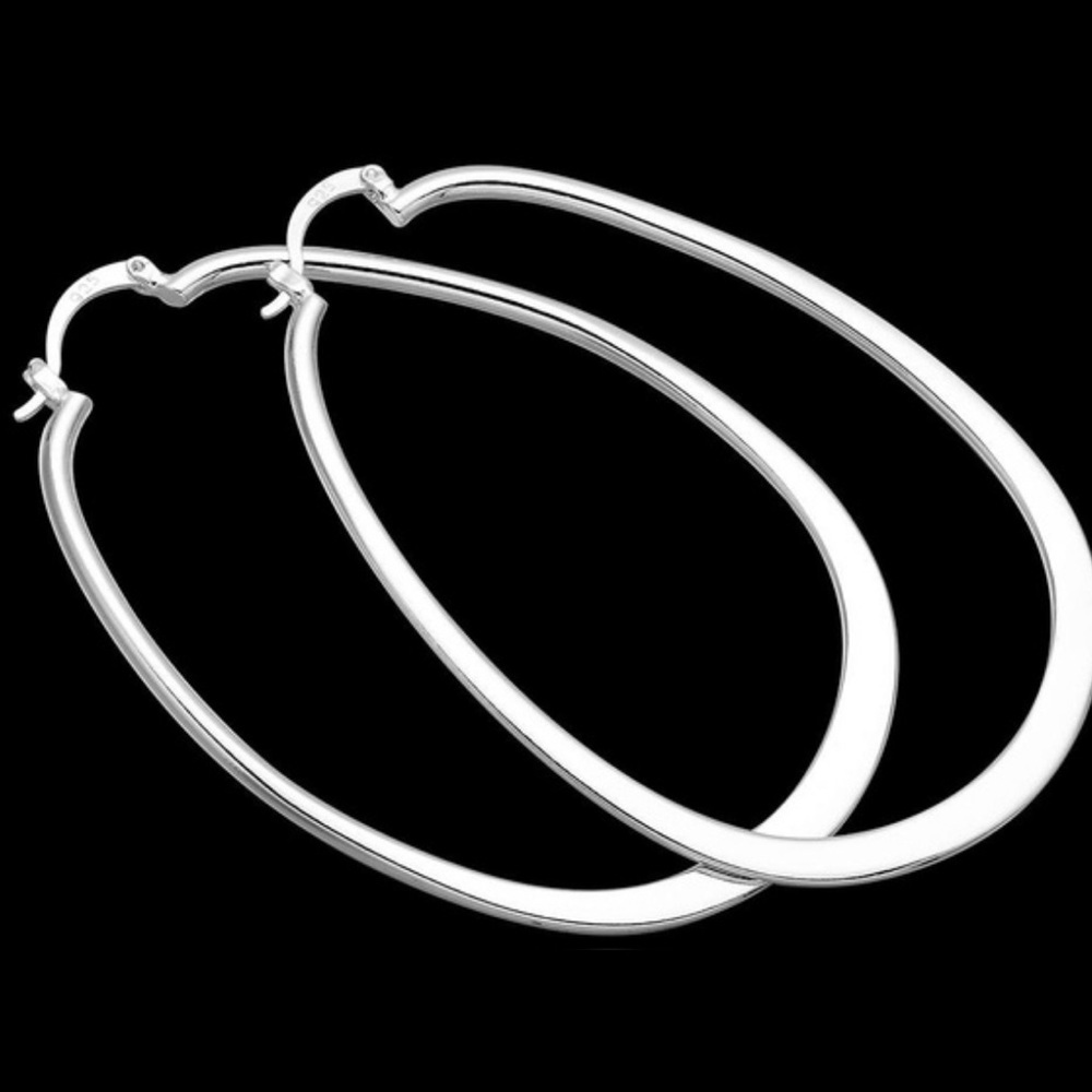 Sterling silver oval hoop earrings